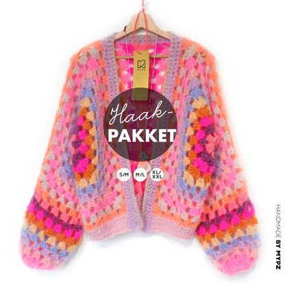 Crochet kit - MYPZ Hexagon Cardigan Pink Vibes (ENG-NL-DE)