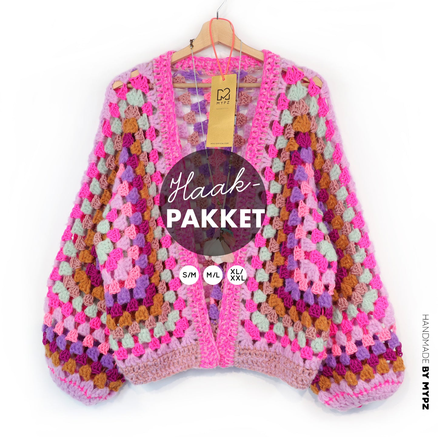 Haakpakket - MYPZ Hexagon Cardigan Pink Mojito (ENG-NL-DE)