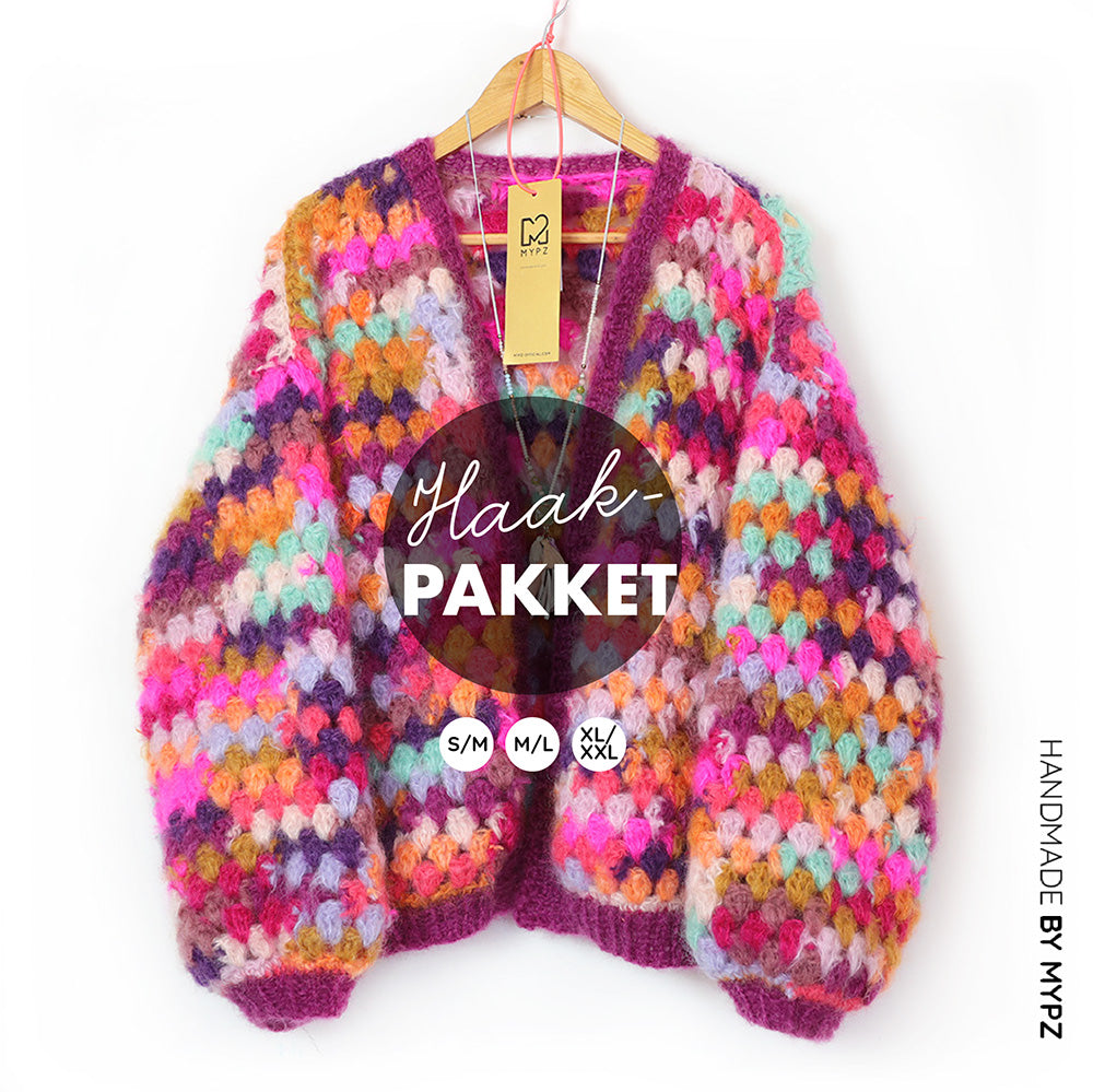 Haakpakket - MYPZ kort Mohair Granny stripes vest Desire (ENG-NL)