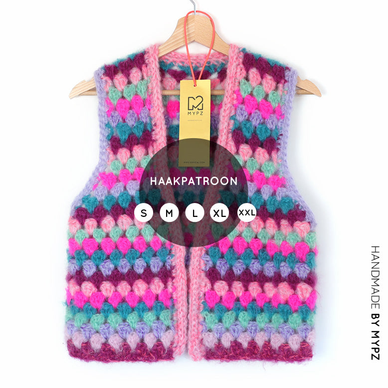 Crochet pattern - MYPZ Mohair Granny stripes Gilet Milano (ENG-NL)
