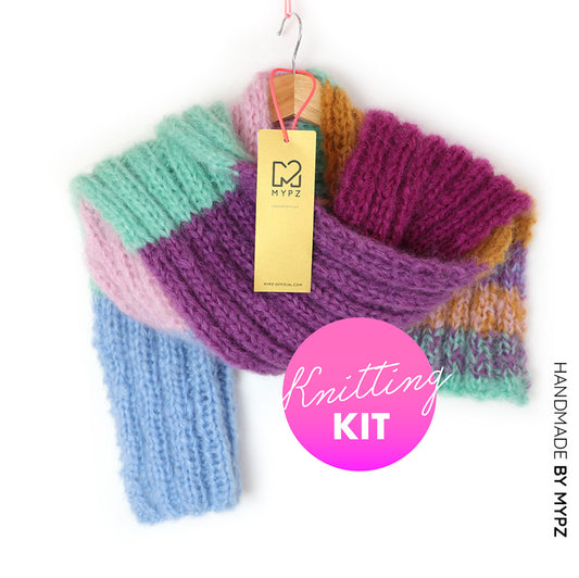 Knitting Kit – Chunky Mohair Scarf Color Pop No9 (ENG-NL-DE)