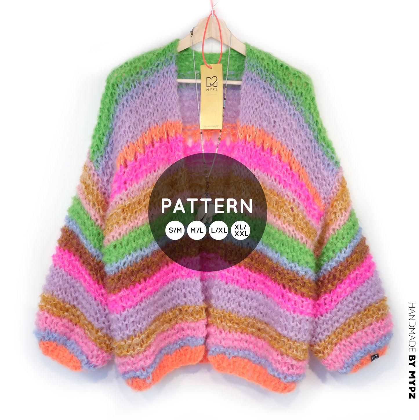 Knit pattern – MYPZ Chunky Mohair Cardigan Rainbow Sorbet No.15 (ENG-NL-DE)