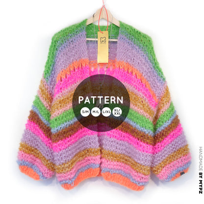 Knit pattern – MYPZ Chunky Mohair Cardigan Rainbow Sorbet No.15 (ENG-NL-DE)