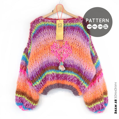 Knit pattern – MYPZ Short Chunky Pullover Neon Hearts No15 (ENG-NL-DE)