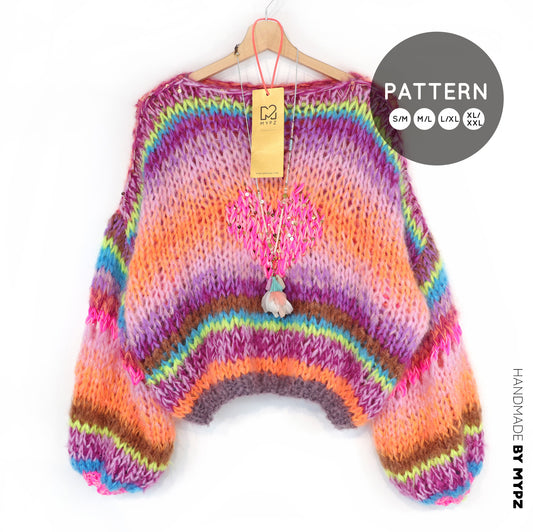 Breipatroon – MYPZ Short Chunky Pullover Neon Hearts No15 (ENG-NL-DE)