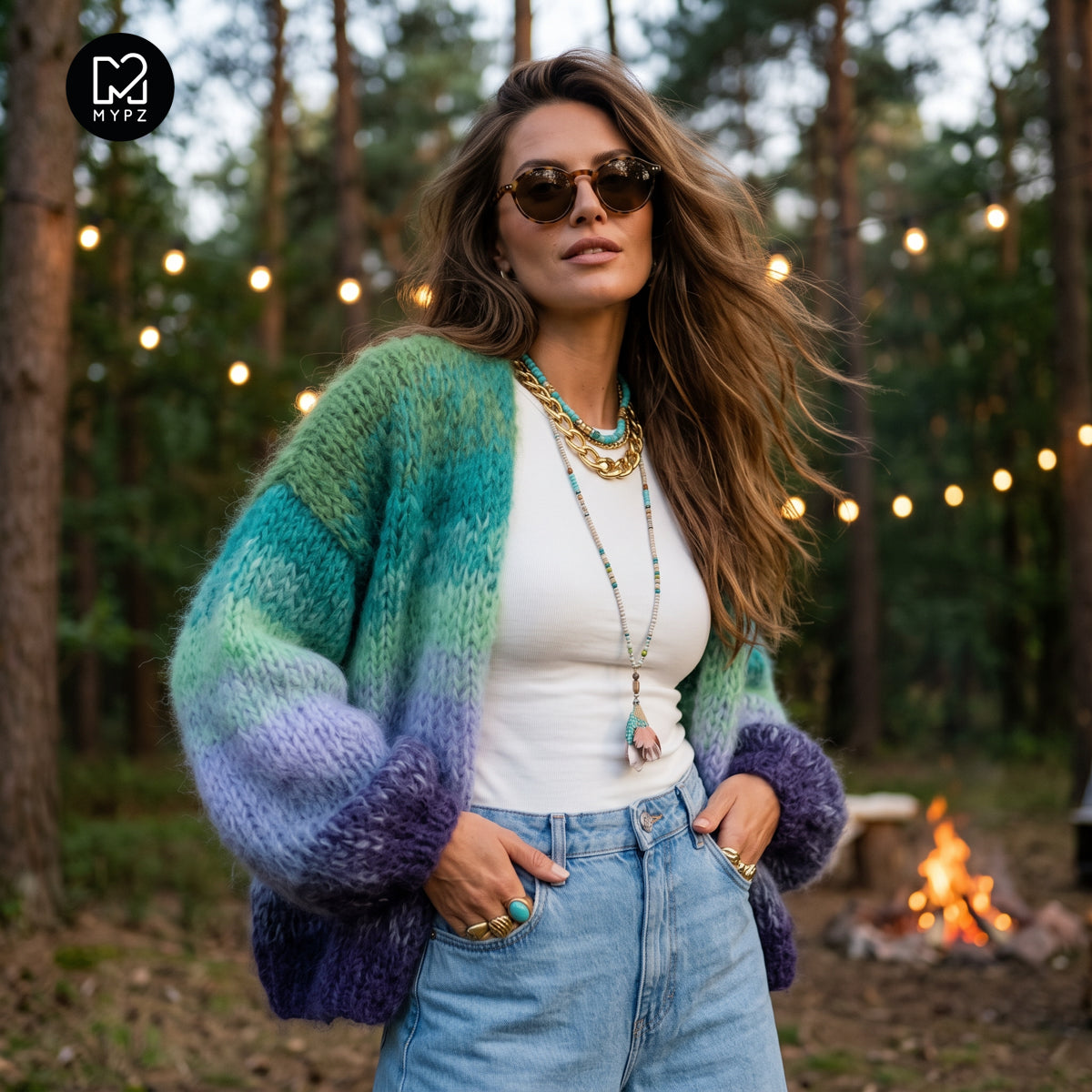 Knitting Kit – MYPZ Chunky Mohair Cardigan Mystic Lagoon No.15 (ENG-DE-NL-ES-FR-IT-DA-SV-NO) 