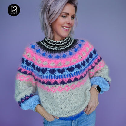 Breipakket – MYPZ top-down trui Blue Heart No6 (ENG-NL-DE)