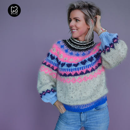 Breipakket – MYPZ top-down trui Blue Heart No6 (ENG-NL-DE)