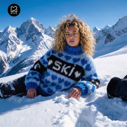 Breipakket – MYPZ Chunky Mohair trui Alpine Blue No.9 (ENG-NL-DE)