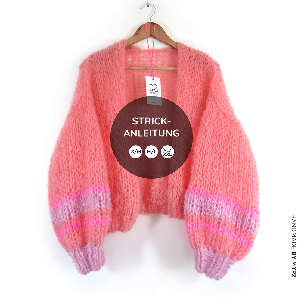 Knit pattern – MYPZ short basic chunky cardigan Salmon No15 (ENG-NL-DE)