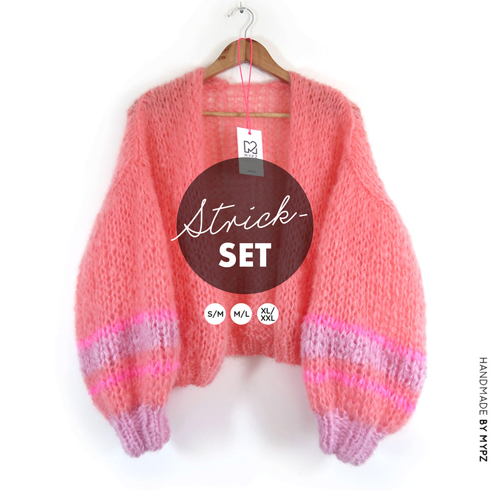 Knitting Kit – MYPZ Short Basic Chunky Cardigan Salmon No.15 – Beginner (ENG-NL-DE)