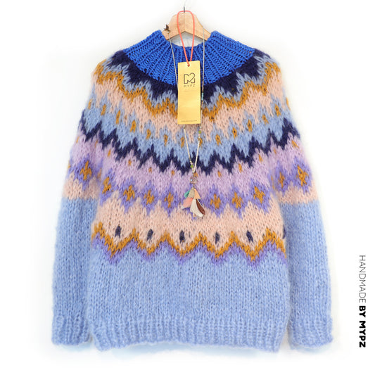 Breipatroon – MYPZ Chunky Topdown Mohairtrui Blueberry nr. 12 (ENG-DE-NL-ES-FR-IT-DA-SV-NO)