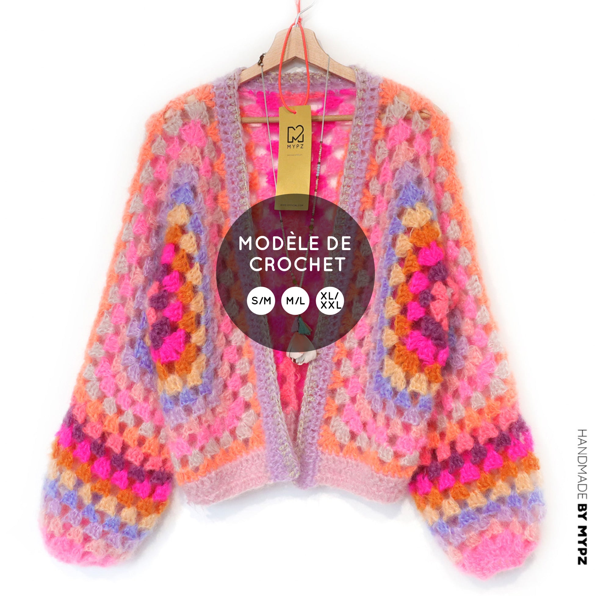 Crochet pattern - MYPZ Hexagon Cardigan Pink Vibes (ENG-NL-DE-FR