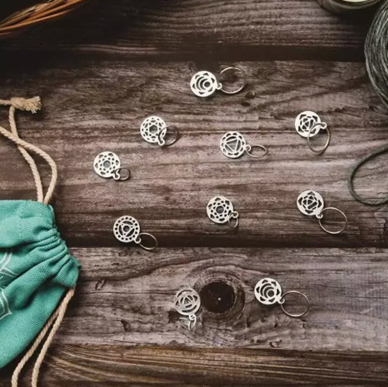 KnitPro Mindful stekenmarkeerders Chakra (10st) Sterling Silver Plated