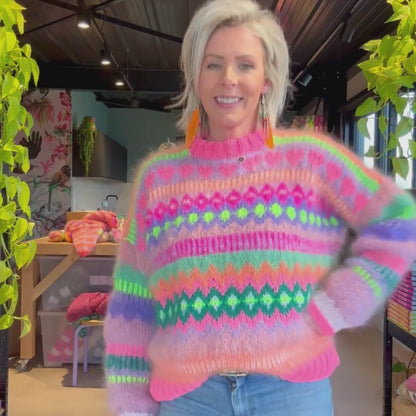 Breipakket – Chunky Mohair Trui Pink Sugar No.6 (ENG-NL-DE)