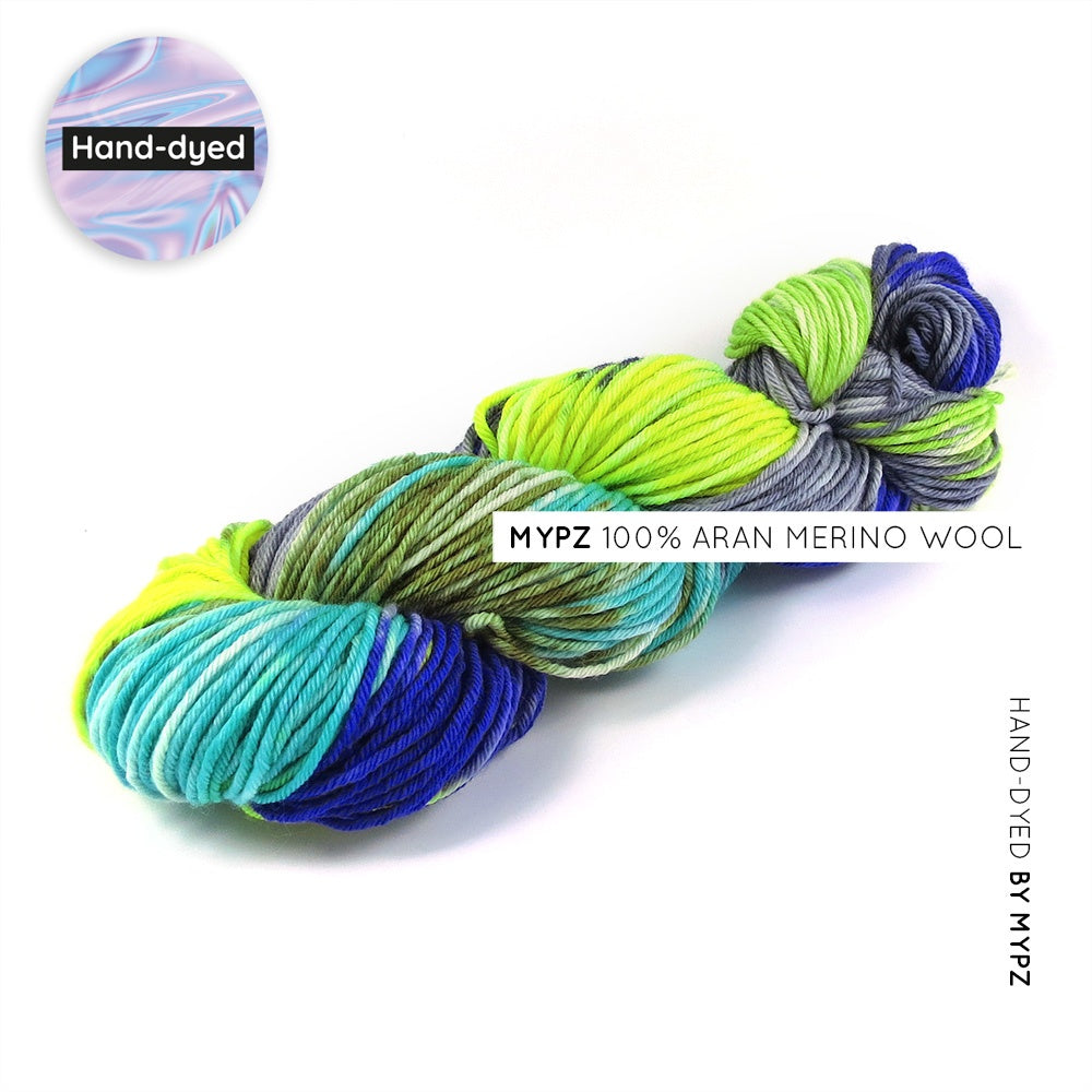 MYPZ hand-dyed Aran merino Cool guys