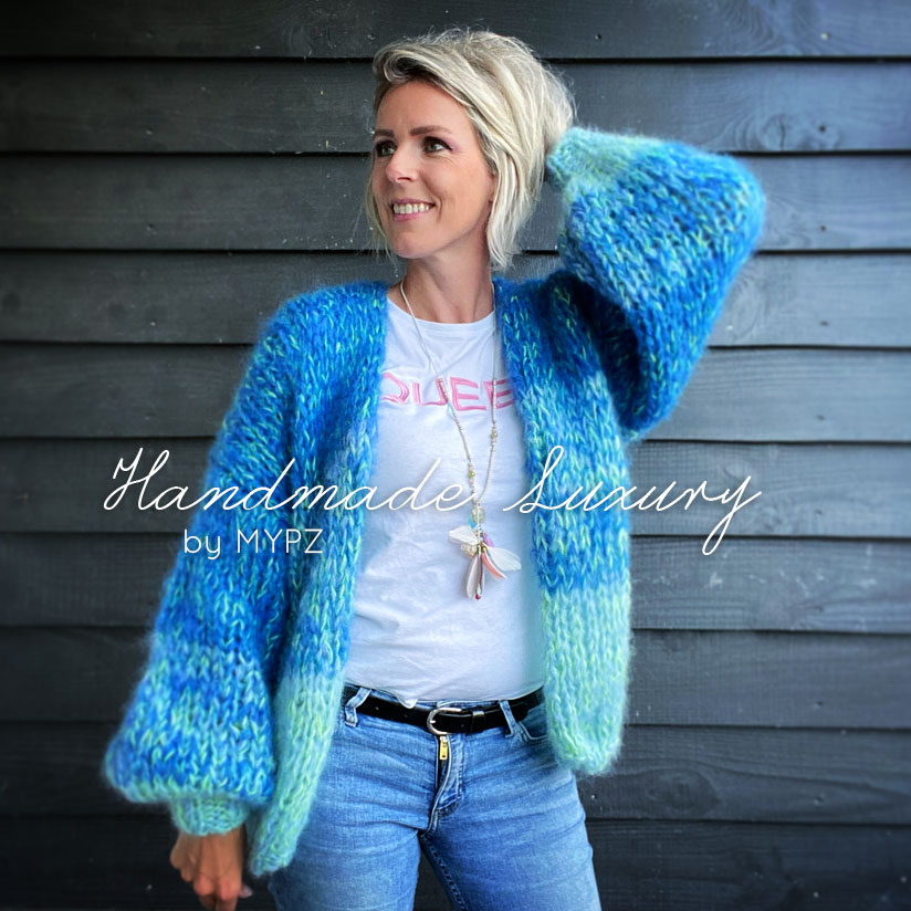 MYPZ Chunky Mohair Cardigan Ocean no15