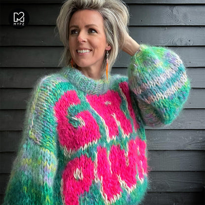 Breipatroon – MYPZ basic chunky mohair trui GIRL POWER NO.15 (ENG-NL)