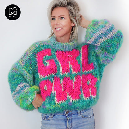 Breipatroon – MYPZ basic chunky mohair trui GIRL POWER NO.15 (ENG-NL)