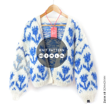 Knitting Pattern – MYPZ Chunky Bomber Cardigan Tulips Blue No.9 (ENG-NL-DE)