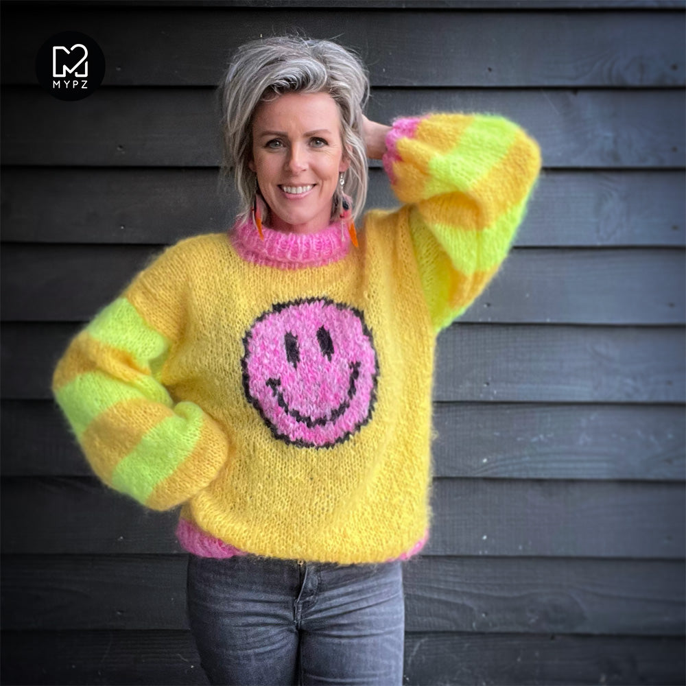 Knitting Kit – MYPZ Light Mohair Pullover Smiley Yellow No8 (ENG-NL)