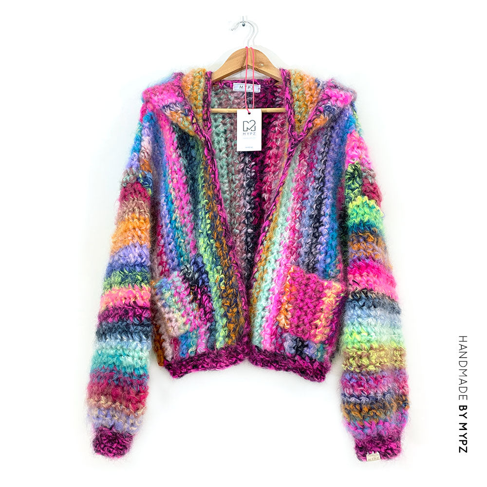 MYPZ mohair bomber cardigan with hoodie