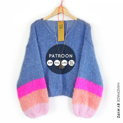 Breipatroon – MYPZ Basic Light Mohair v-hals trui Bluish No10 (ENG-NL)