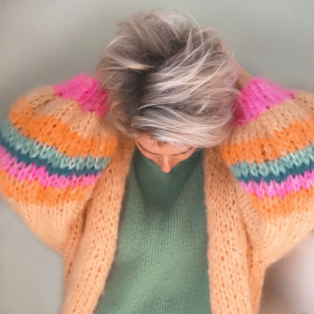 Modèle de tricot - veste en grosse maille en mohair epais N015 (FR