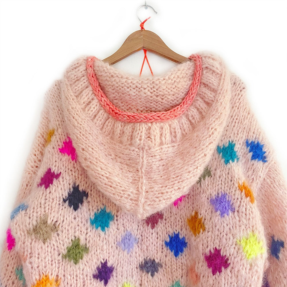 MYPZ knitting kit chunky mohair dots pullover with hoodie NO9