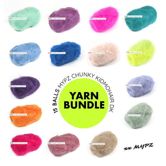 MYPZ Chunky Kidmohair DK - Yarn Bundle 15 balls