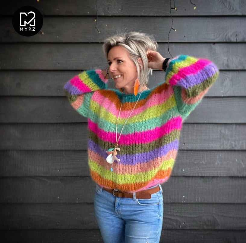 Breipakket Basic Chunky Mohair trui Multicolored No.15 ENG NL