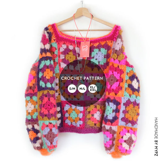Crochet pattern - MYPZ Granny square mohair pullover FLora (ENG-NL)