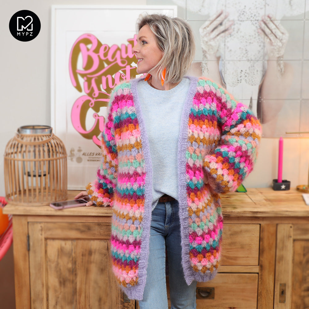 MYPZ Chunky Mohair Granny stripes cardigan Spirit