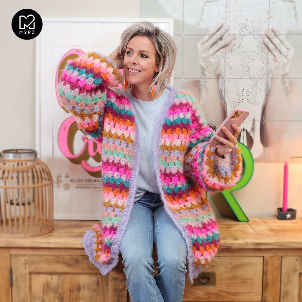 Crochet kit - MYPZ Mohair Granny stripes cardigan Spirit (ENG-NL) – MYPZ  Handmade Luxury