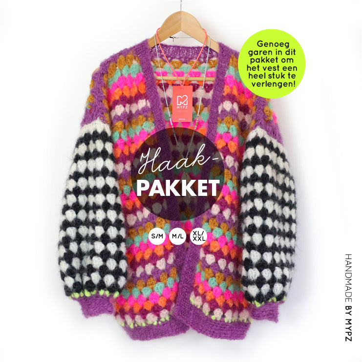 Haakpakket - MYPZ Mohair Granny stripes vest Fantasy (ENG-NL)