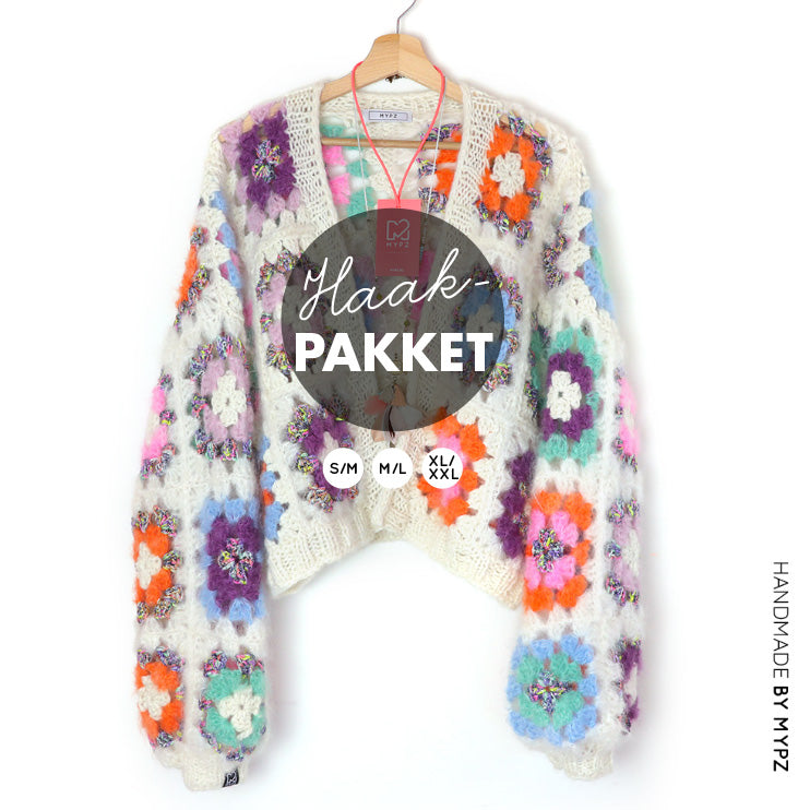 Haakpakket - MYPZ Dreamy Granny square bomber vest Off White (ENG-NL-ES)