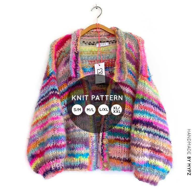 MYPZ knit pattern Short light mohair scrap yarn cardigan