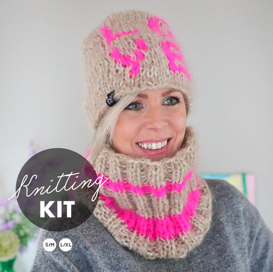 Knitting Kit – Chunky LOVE Beanie + snood (ENG-NL)