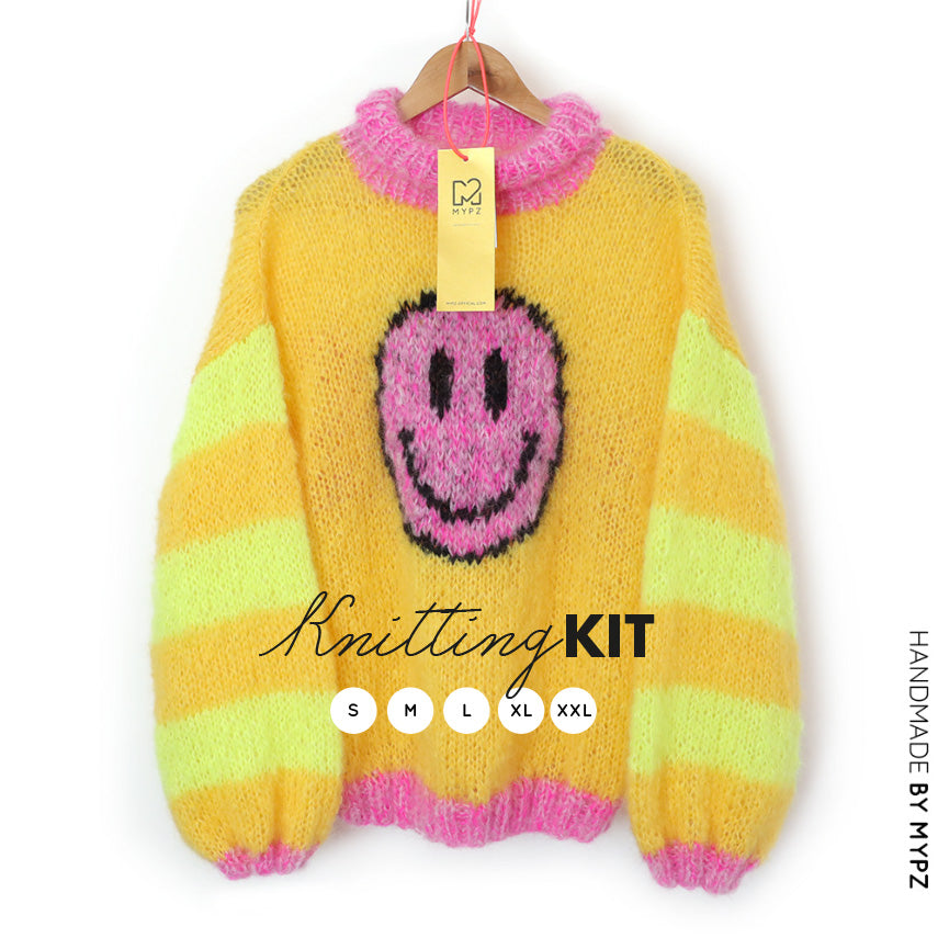 Knitting Kit – MYPZ Light Mohair Pullover Smiley Yellow No8 (ENG-NL)