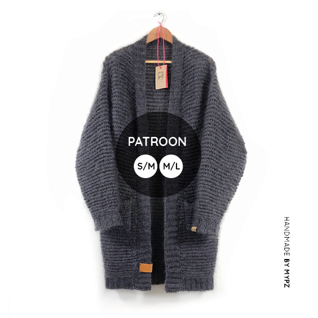 Crochet pattern – MYPZ half long chunky reversible cardigan grey (ENG-NL)