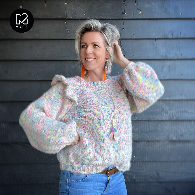 MYPZ Top-down ruffle confetti sweater no6