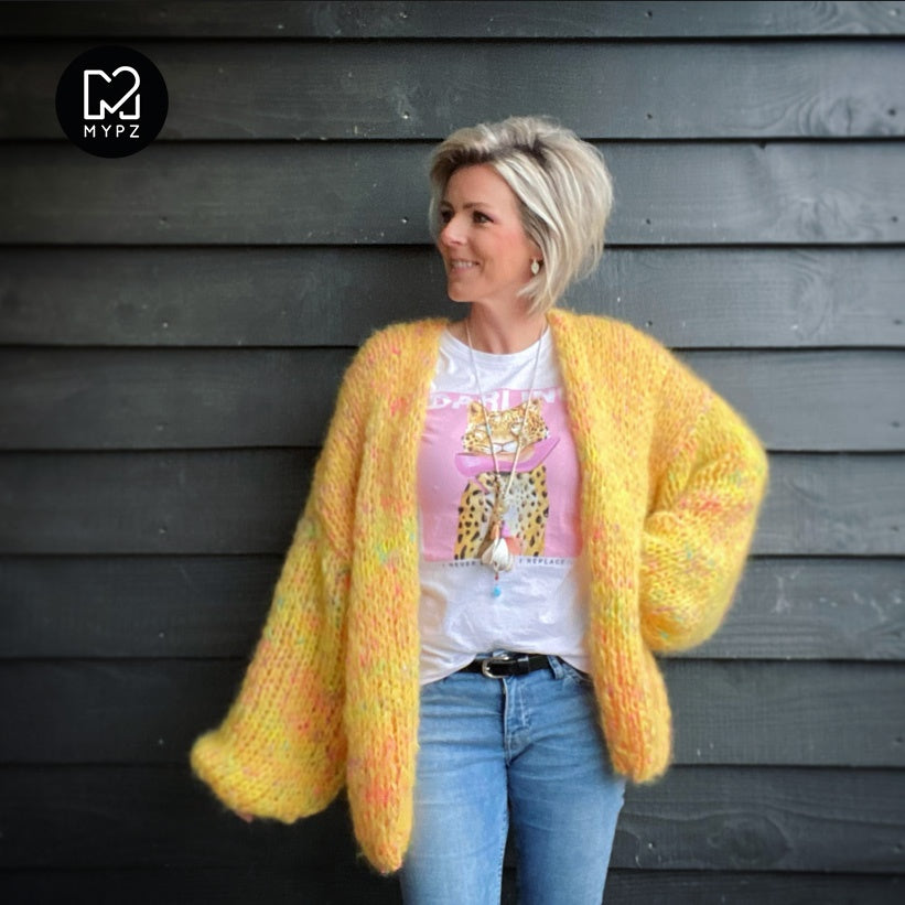 MYPZ Chunky Mohair Cardigan Yellow Pops